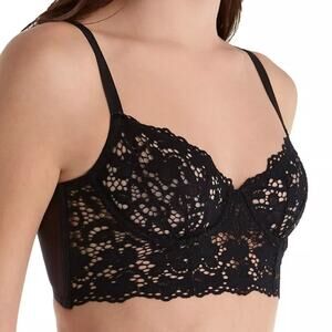 DKNY DK4010 Classic Lace Unlined Longline Bra in Black Size 32B